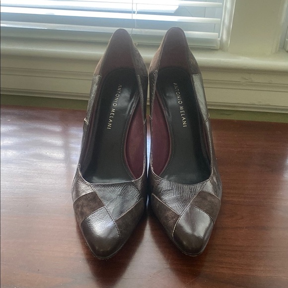 Antonio Melani Brown Leather Dress Heels - Picture 5 of 7